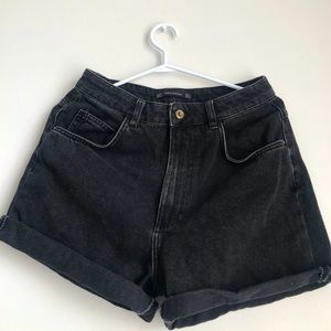 Zara high waisted black jean shorts